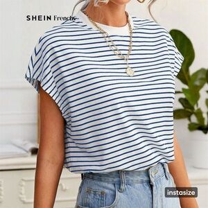 Shein Striped Boxy Oversized Muscle Tee 4X